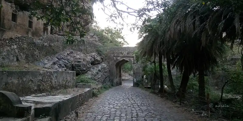 The picture represents ' Ranthambore Fort Entrance'.